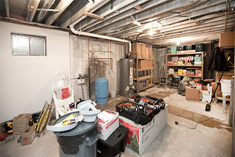 Fire Damage Restoration - Haffner Basement Before